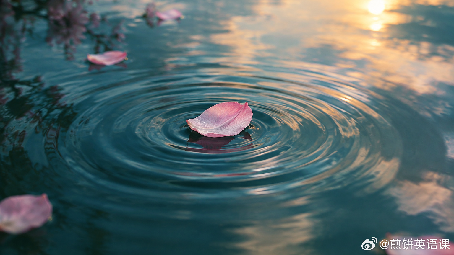 《赠汪伦》AI 课件：花瓣落水涟漪
